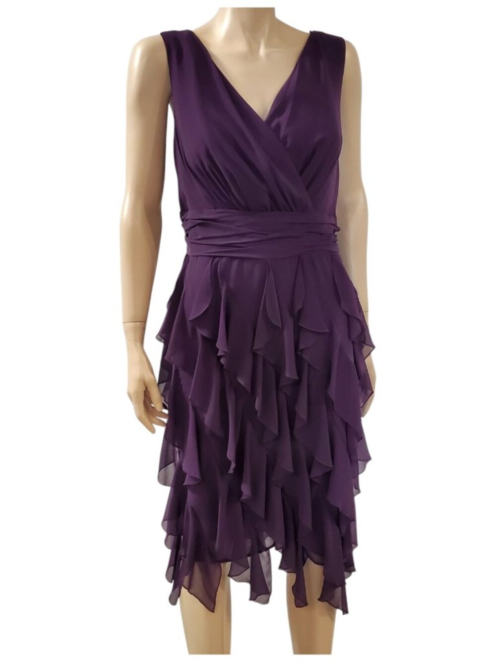 Ivy & Blu Plus 20W Plum Chiffon Ruffle Midi Dress NWT $218